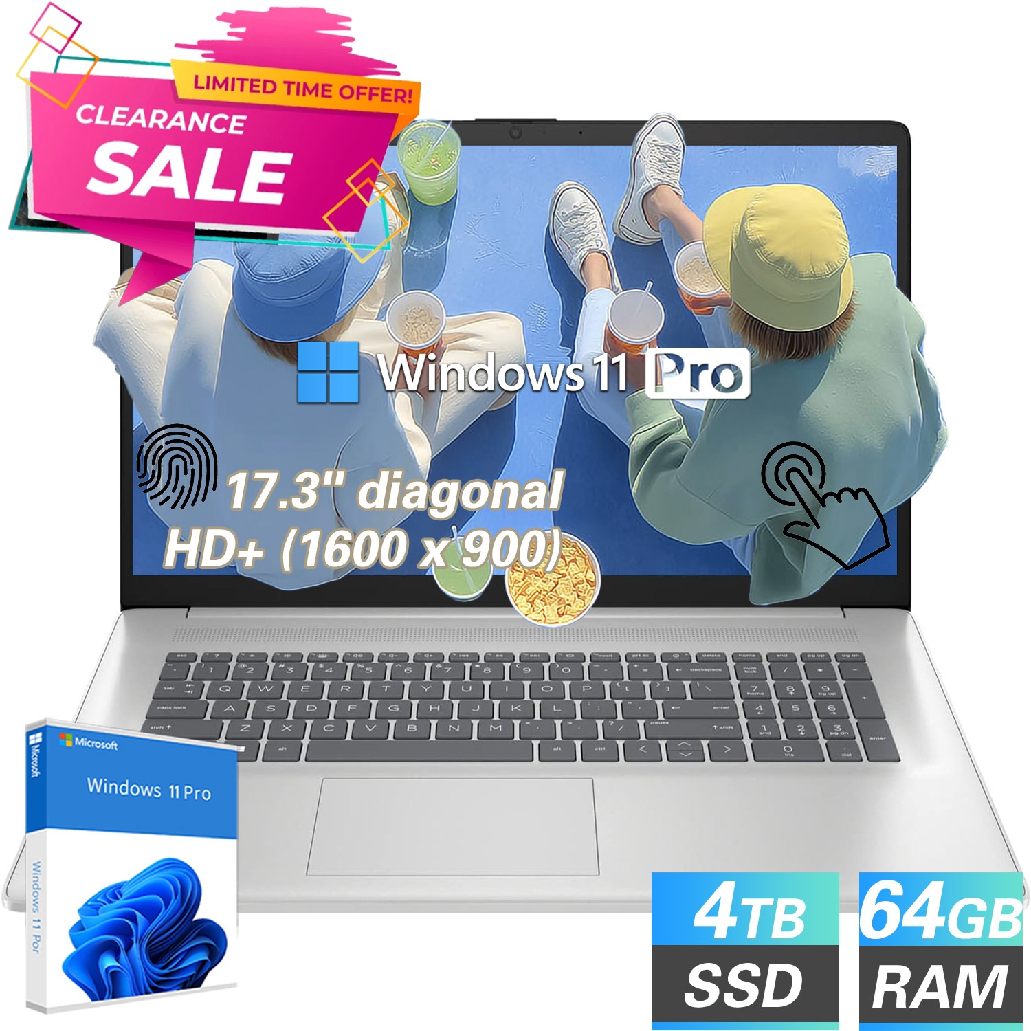 HP 17″ HD+ Touch & Backlit Laptop AI PC Core Ultra 7 Win11Pro UpTo 64GB 4TB SSD