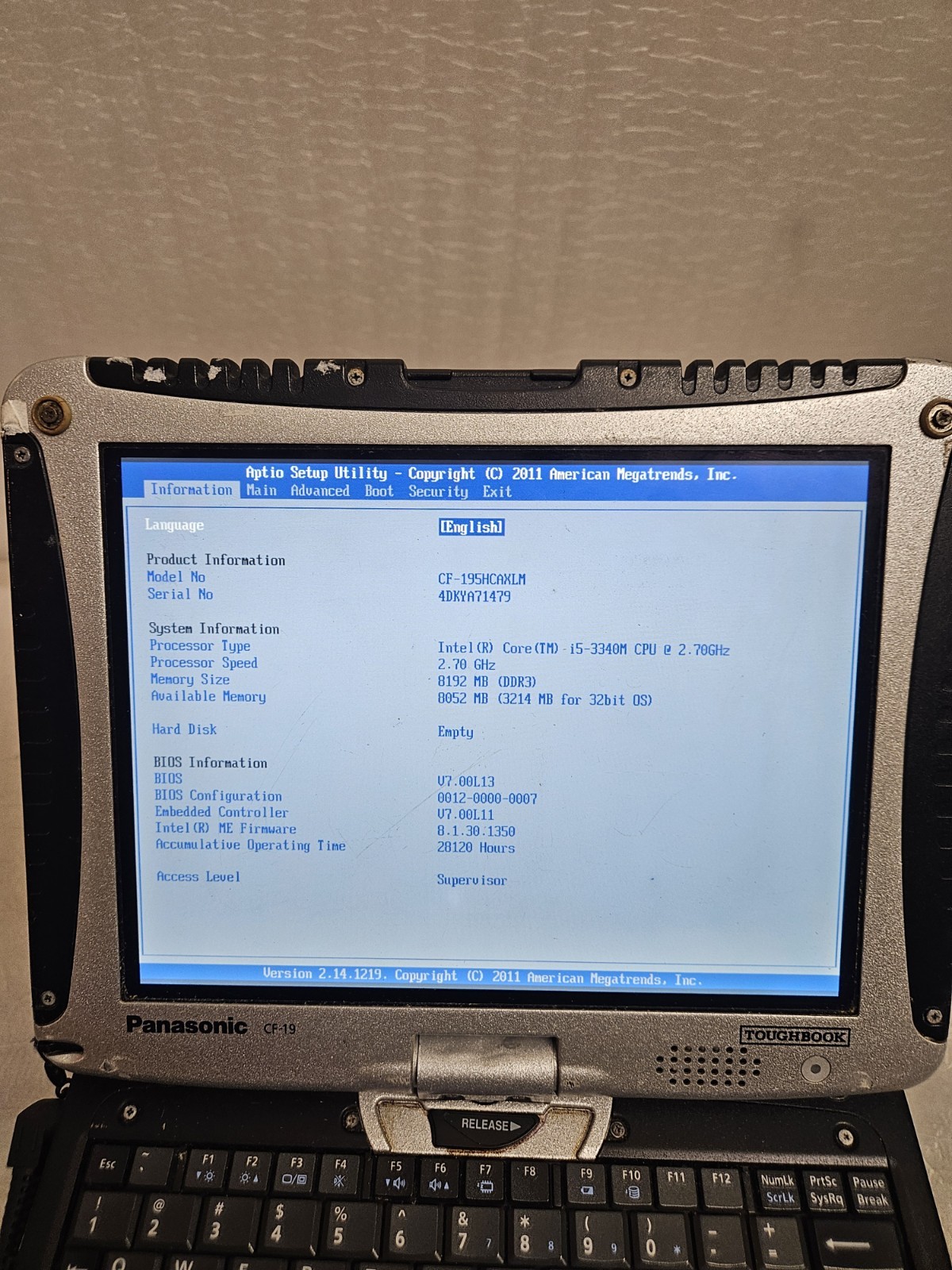 Lot Of 5 Panasonic Toughbook CF19 Intel Core i5-3340M, i5-3320M 8GB RAM Rugged