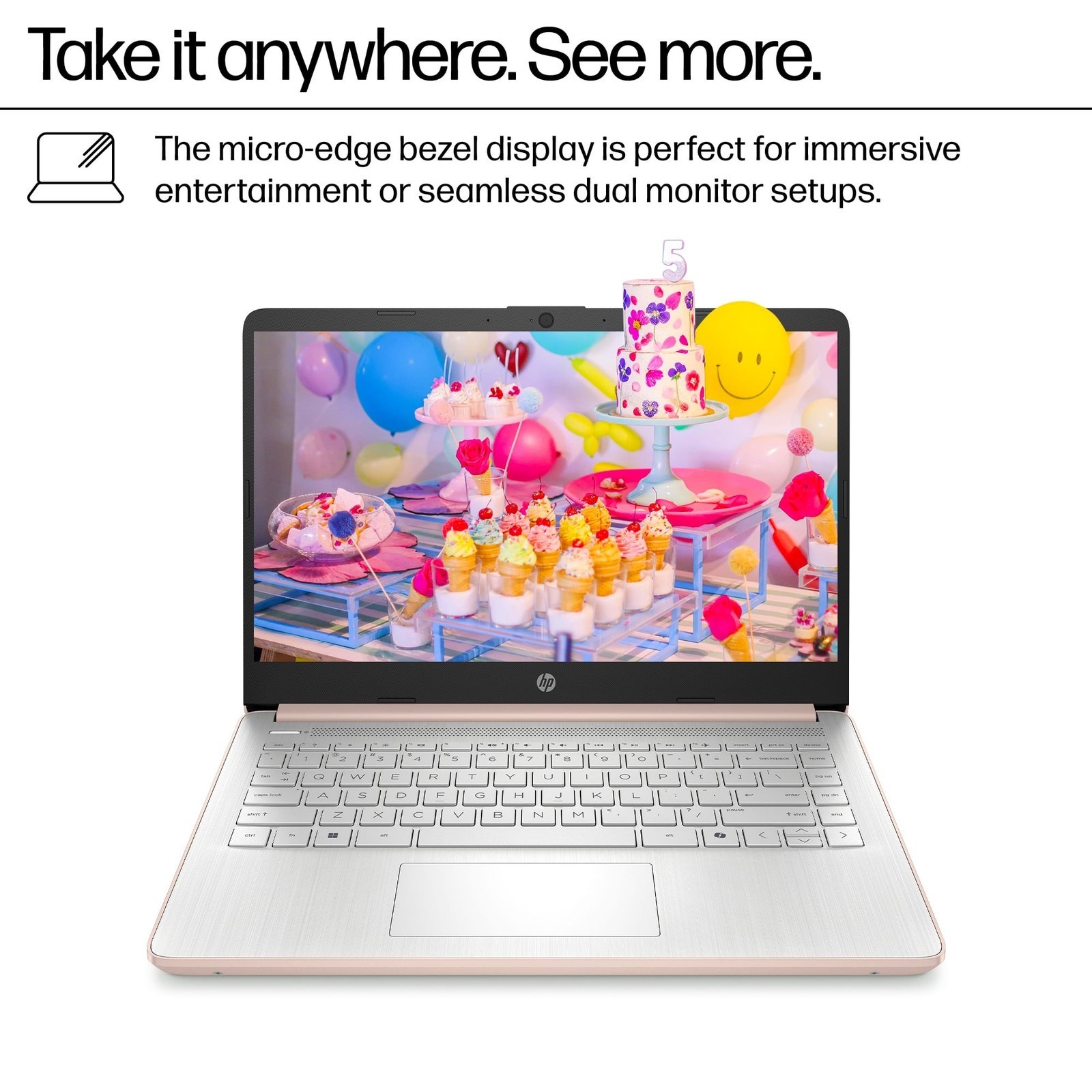 HP 14″ Laptop 4-Cores Intel N150 UP to 3.6GHz 4GB RAM 128GB UFS 14-dq6015dx