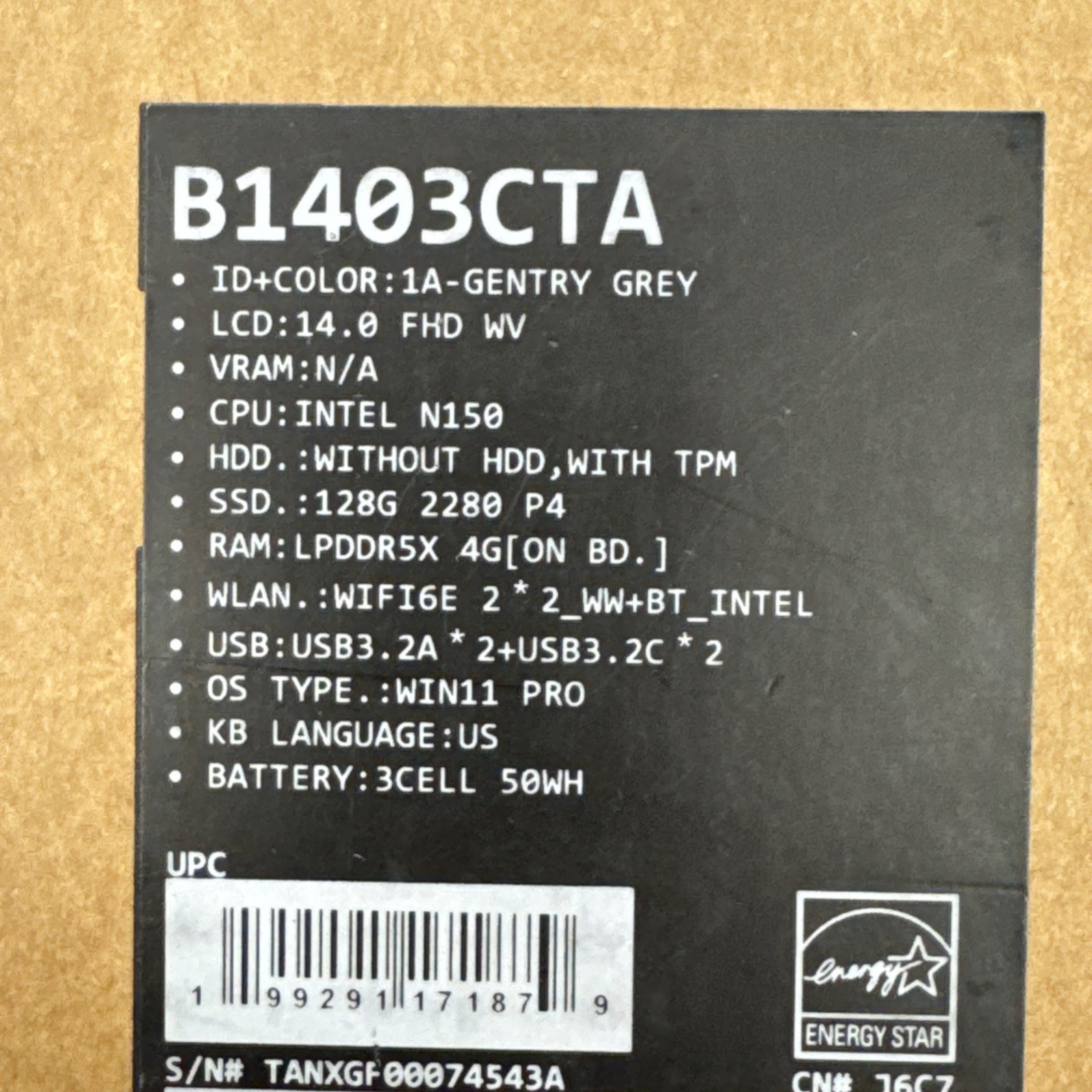 Asus ExpertBook B1 14″ Intel N-Series N150(4 Core) 4GB RAM – 128GB SSD,Win-11Pro
