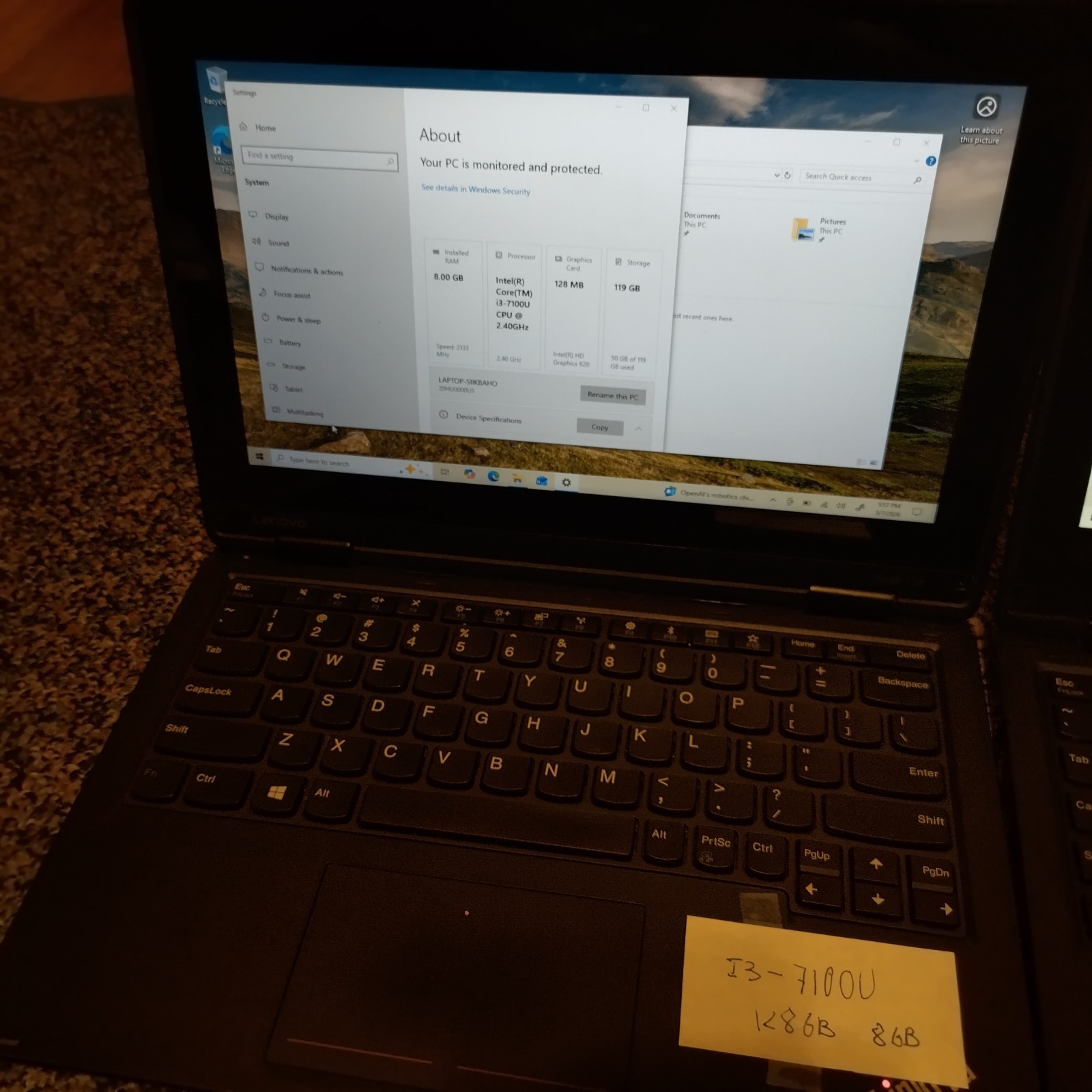 Lot of 3: Lenovo: Yoga 11e: 2 x M3-7Y30 and 1 x I3-7100 – 8GB RAM: 128GB SSD
