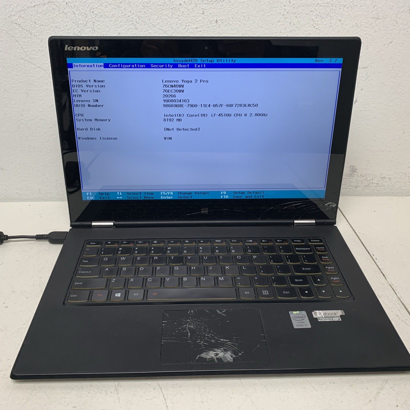 Lenovo Yoga 2 Pro -Touch / Core i7-4510U / 8GB / No Hdd/Read Desc For Parts