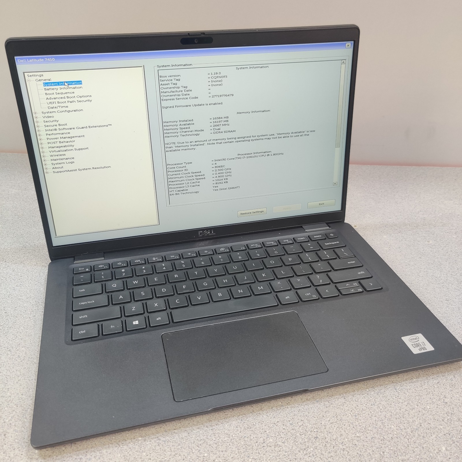 Dell Latitude 7410 14″ Non-touch Laptop i5-10310U 16GB 256GB M.2 W11 Pro NO AC