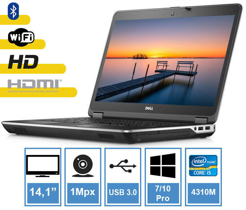 Excellent Dell Latitude E6440 14.1” i5-4310M SSD 1366x786px HD Windows 10 KAM DVD