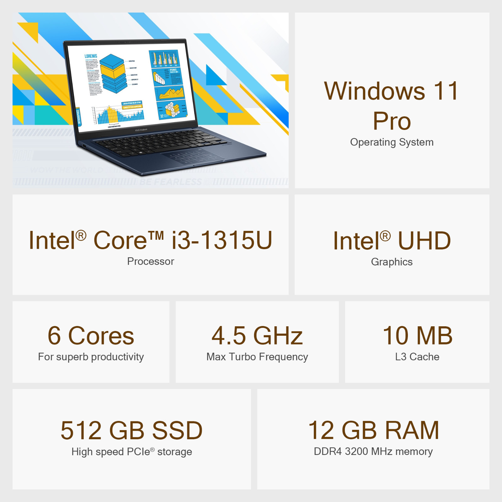 2026 ASUS Vivobook 14 Laptop Office 13thGen Intel i3 12GB RAM 512GB SSD Open Box