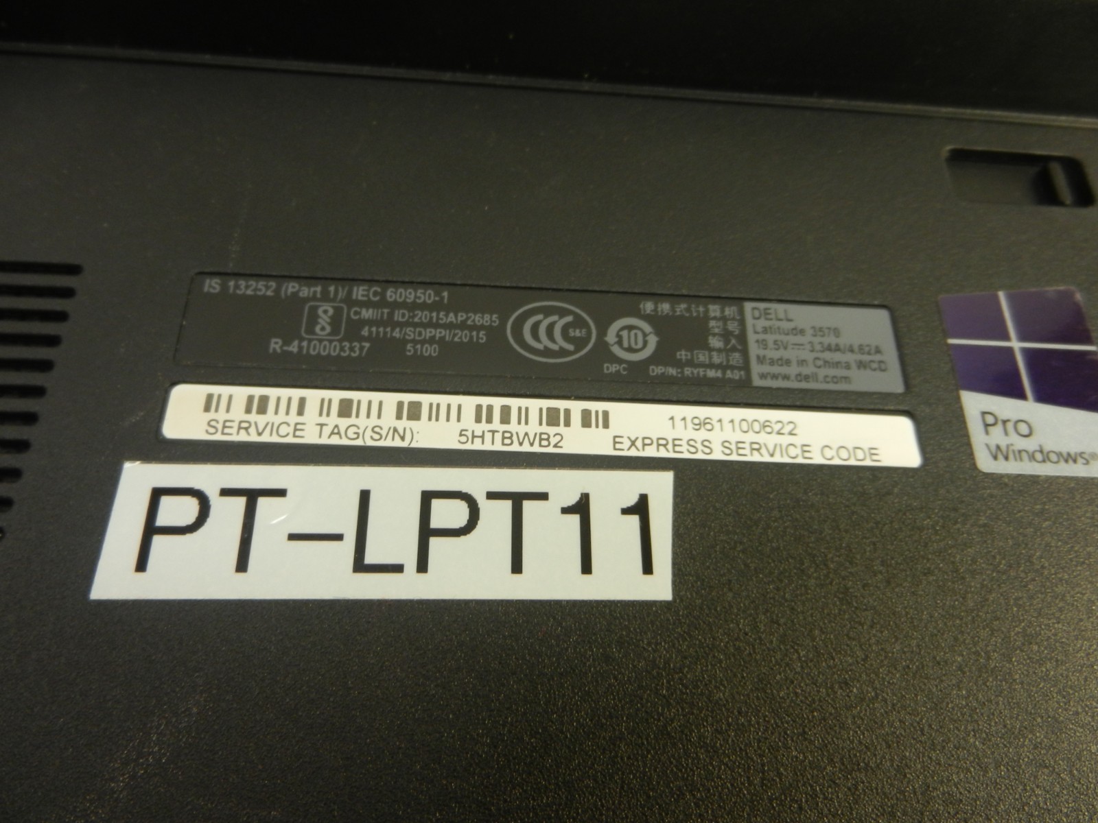 Dell Latitude 3570 Laptop Core i5-6200U @ 2.30GHZ / 8GB / NO HDD – BOOTS TO BIOS