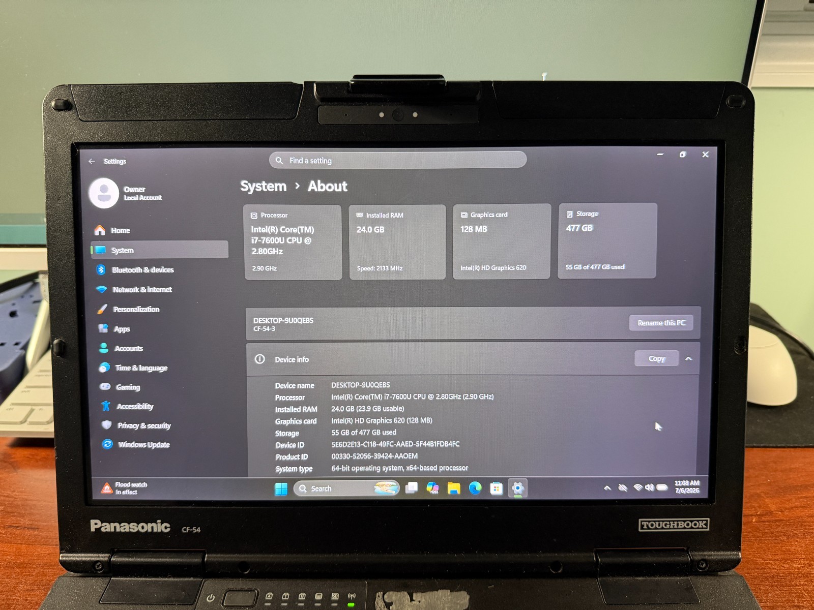 Panasonic Toughbook CF-54 MK3 14″ Touch i7 7th Gen 24GB 512GB W11P LTE Win11Pro