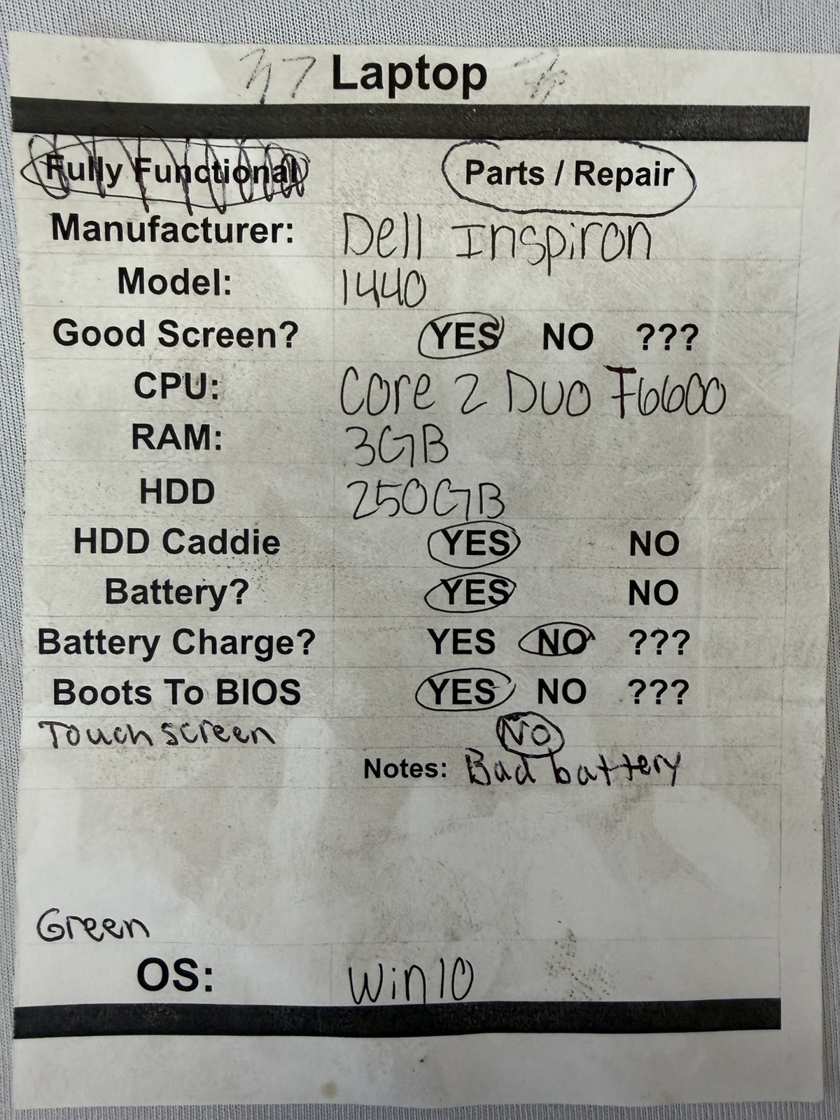 Dell Inspiron 1440 Laptop – Good Screen – Core 2 Duo T6600 – Read Des