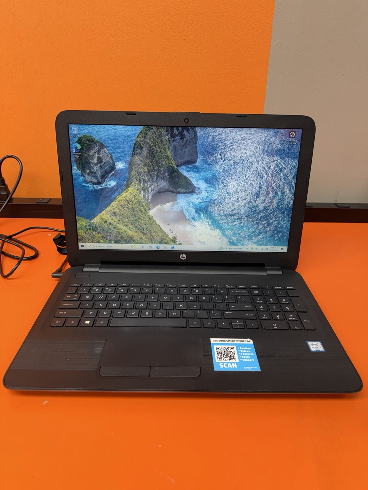 HP Touch Screen Laptop PC Intel I3-6100u CPU 1tb HDD 6gb RAM Model# 15-ay009dx