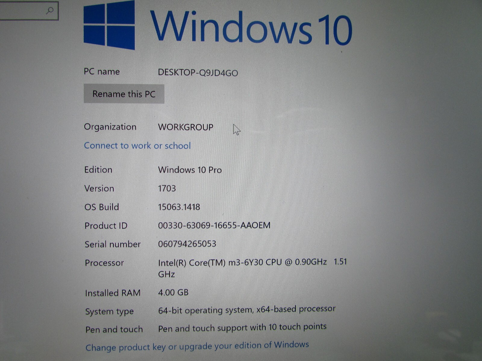 microsoft surface 1703 m3-6Y30 w/ bluetooth keyboard & case