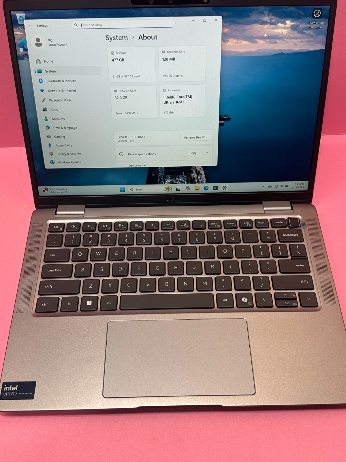 Dell latitude 7350 13.3″ Core Ultra 7 1.7GHz 32GB RAM 500GB SSD