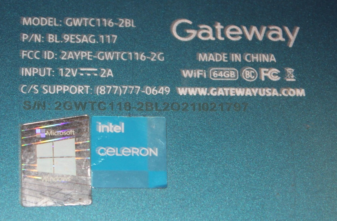 Gateway 2-in-1 GWTC116-2 11.5″ Celeron N4020 1.1GHz 4GB RAM 62gb HDD AO4073577