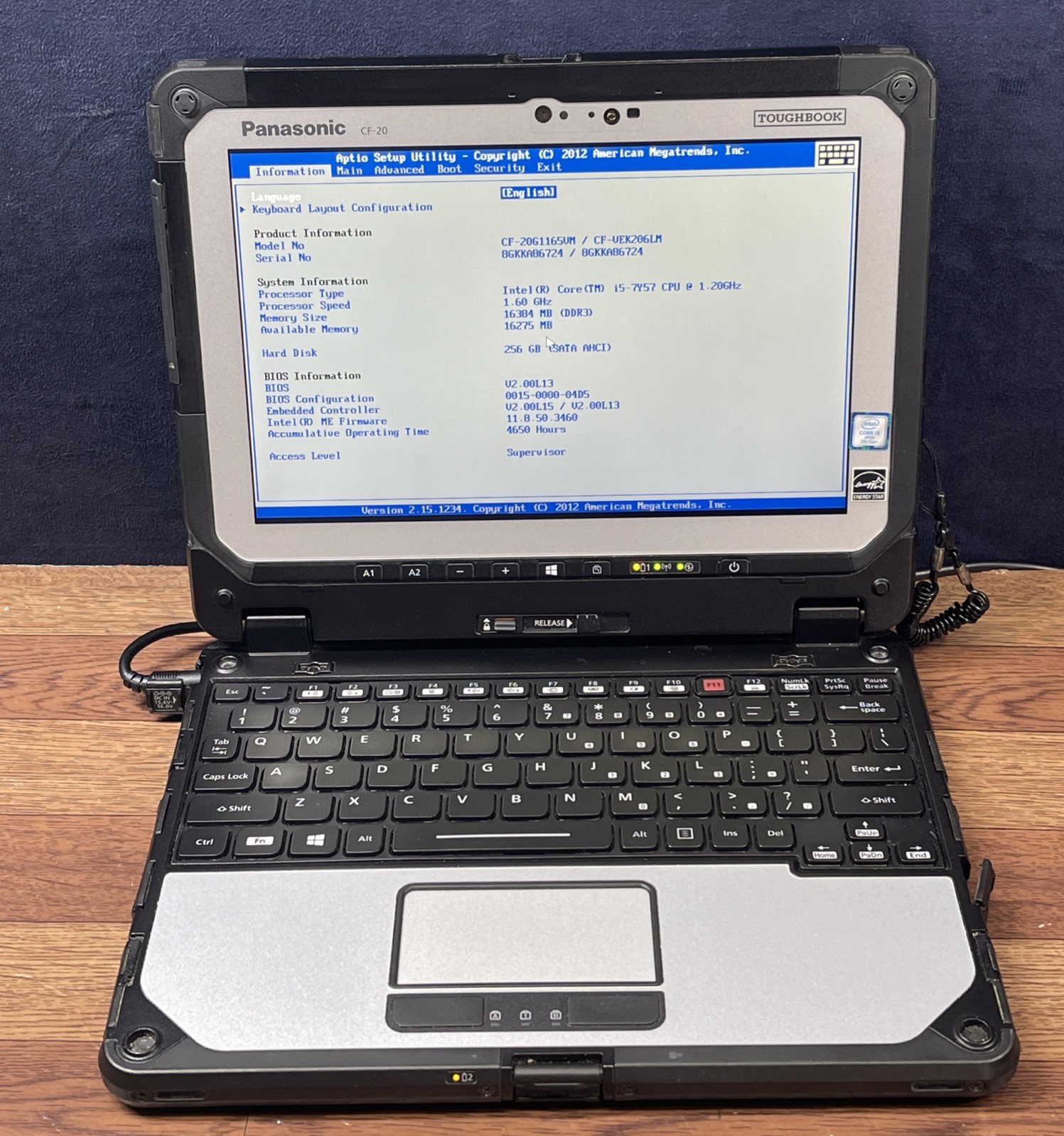 Panasonic Toughbook CF-20 Core i5- 7Y57 3.30 GHz 16GB RAM 256GB SSD NO OS