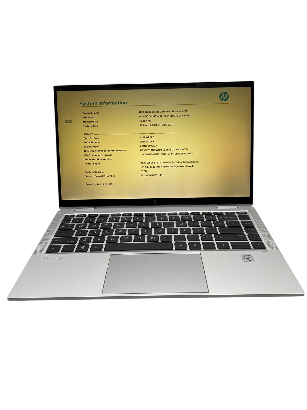 HP Elitebook X360 1040 G7 14″ i7-10610U 1.8GHz 16GB RAM NO SSD – Grade D