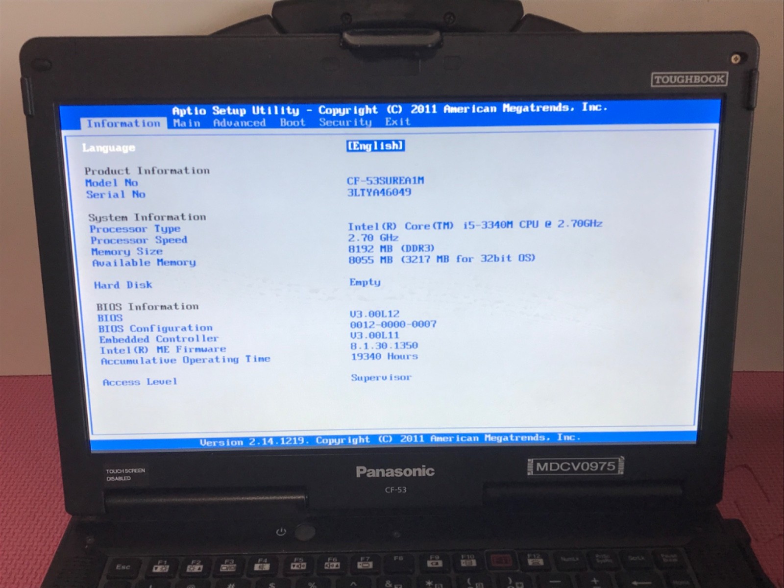 4 Panasonic Toughbook CF-53 i5-3340M 2.7GHz 8Gb NO HD/ Caddy MK3 53SUREA1M #26