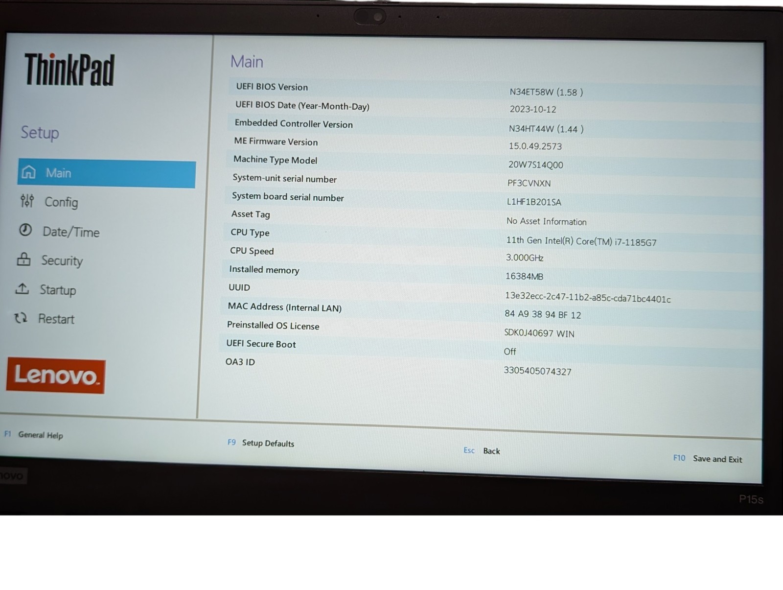 Lenovo ThinkPad P15s Gen 2i i7 3.00Ghz 16GB RAM 256GB SSD – Grade D