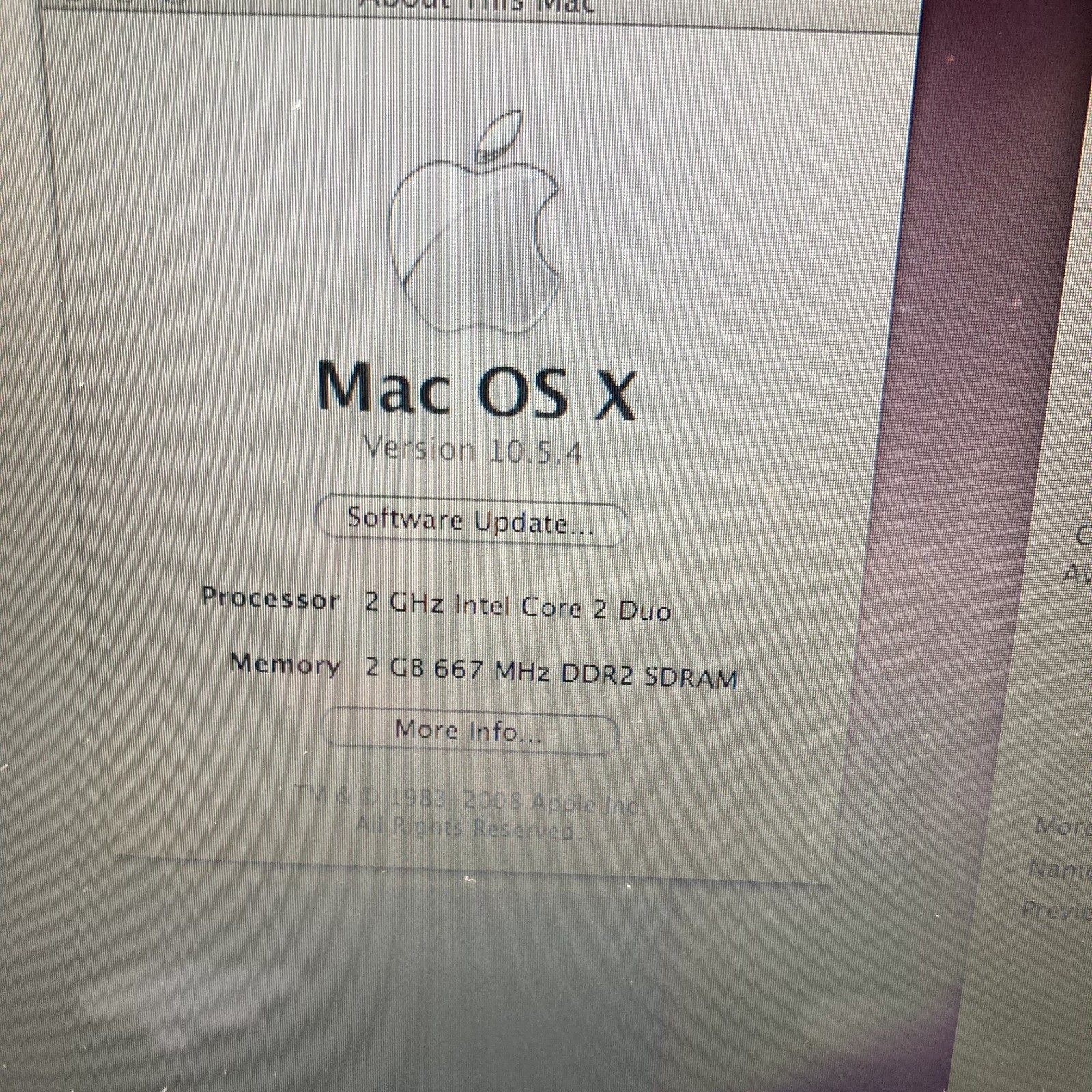 Apple MacBook A1181 13″ Intel Core 2 Duo 2GHz 2GB RAM 160GB HDD Dim Backlight