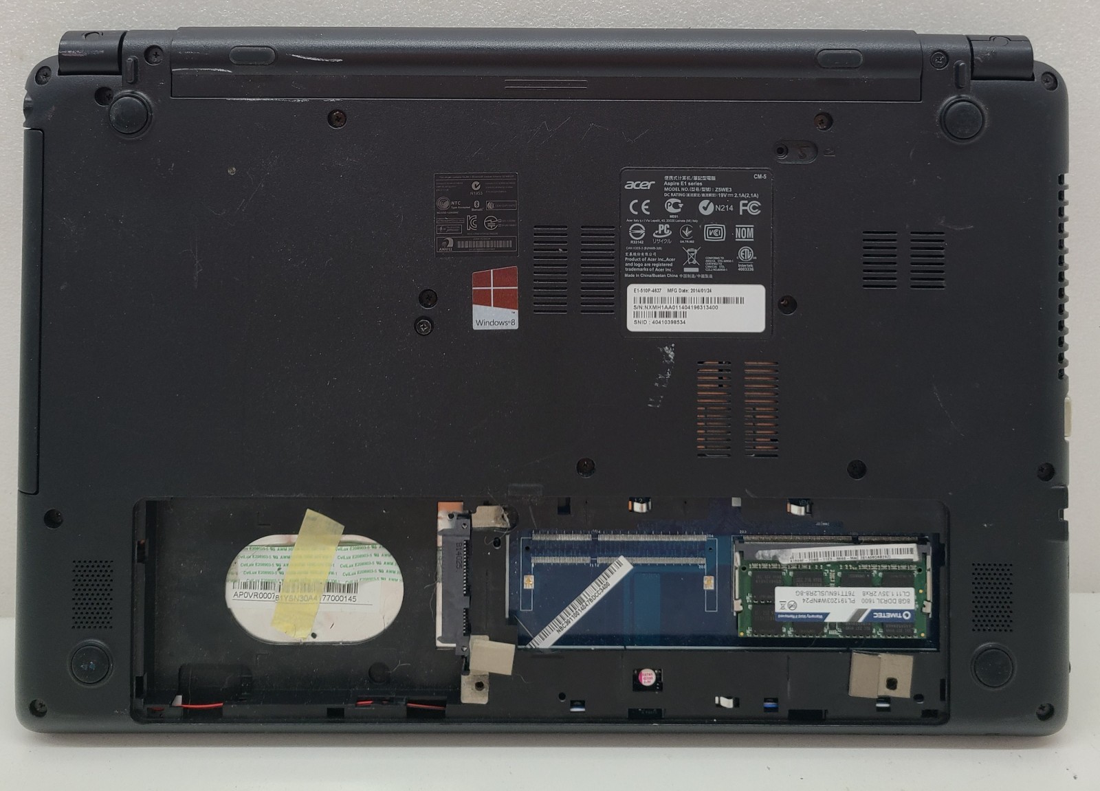 Acer Aspire E1-510P-4637 15.6″ Laptop Intel Pentium N3520 8GB RAM NO HD/OS (FL)