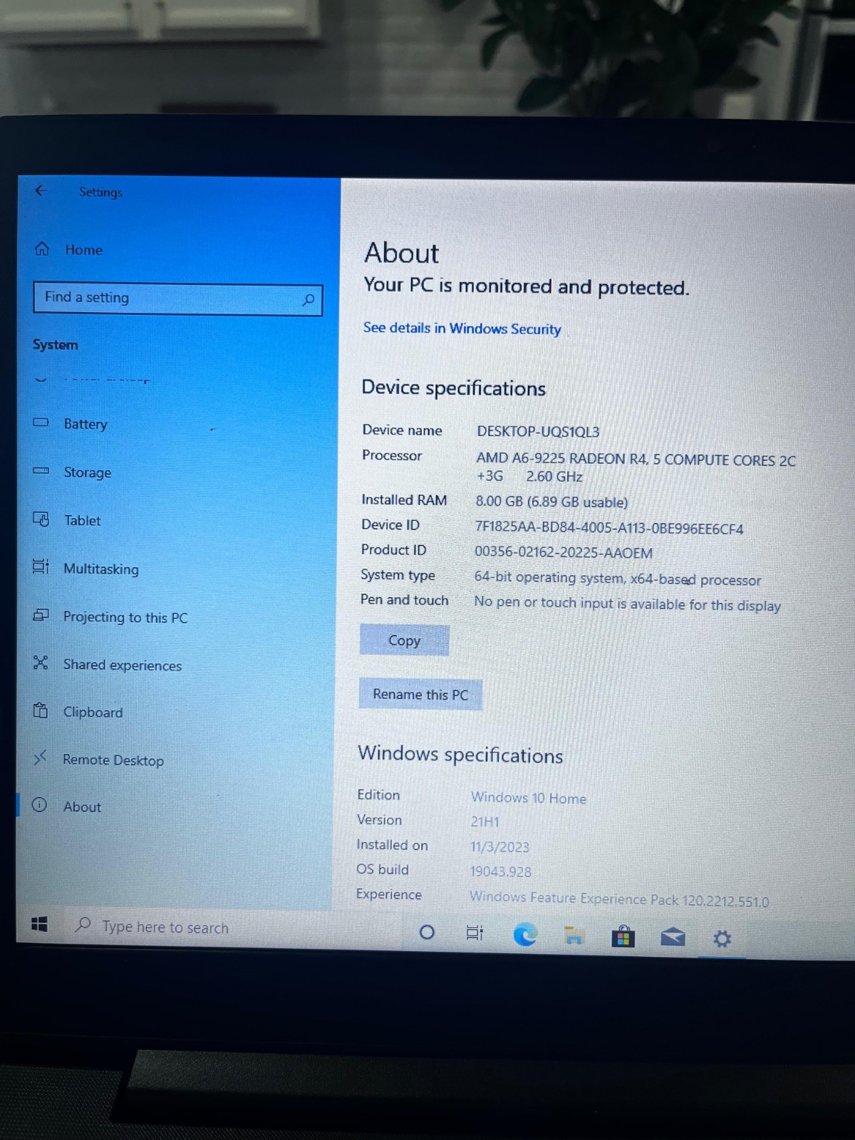 Lenovo IdeaPad S145-15AST 15.6” Laptop AMD A6-9225 8GB RAM 1TB HDD Windows 10