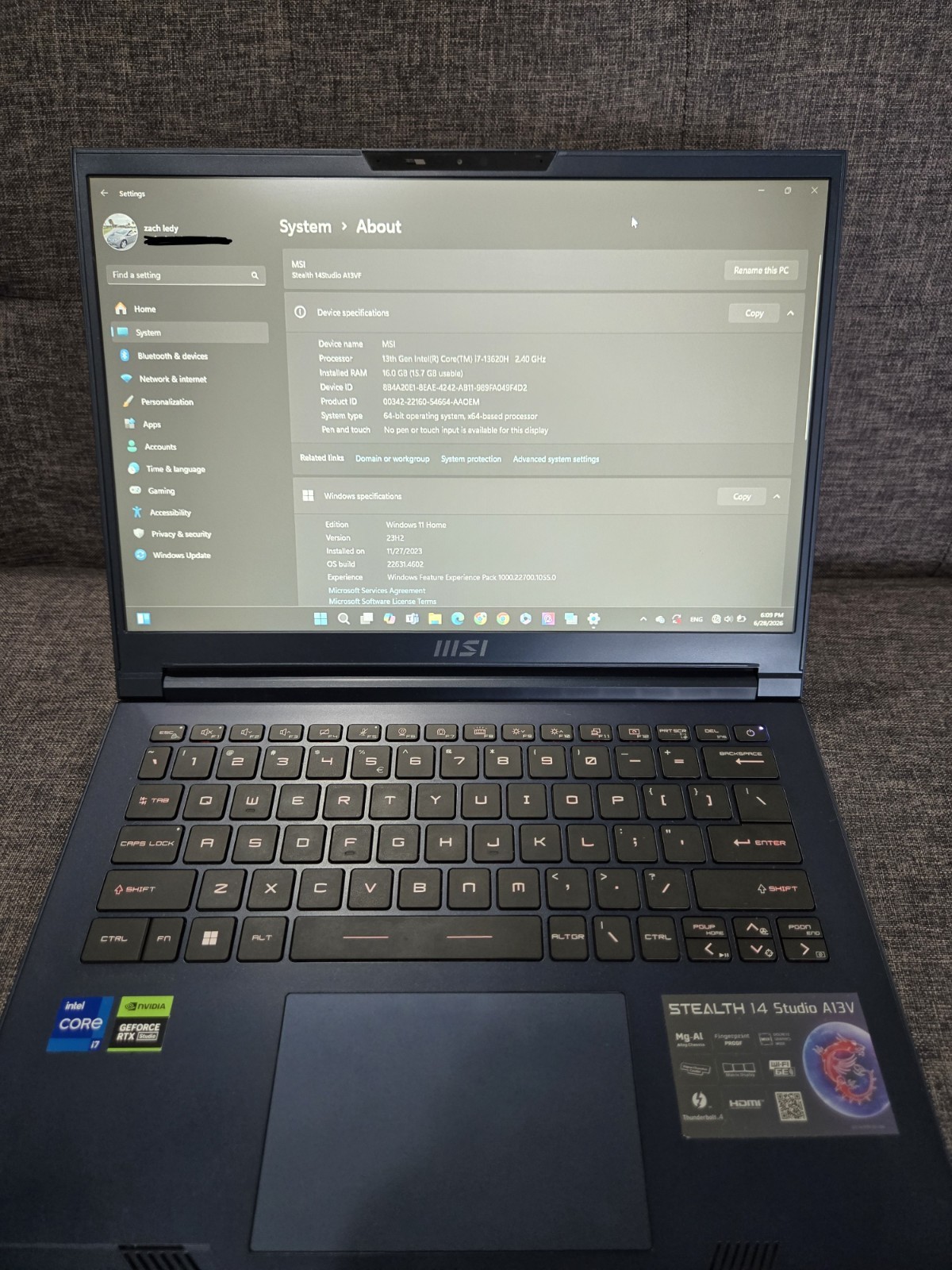 MSI Stealth Studio 14 A13VF Gaming Laptop