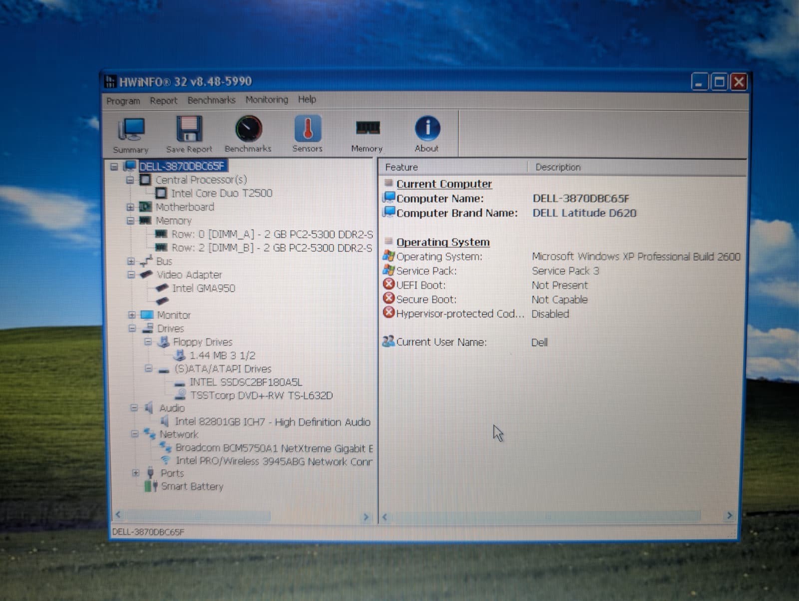 Read! Dell Latitude D620 | C2D 4GB RAM 128GB SSD | Win XP Pro 32-Bit DVD+RW