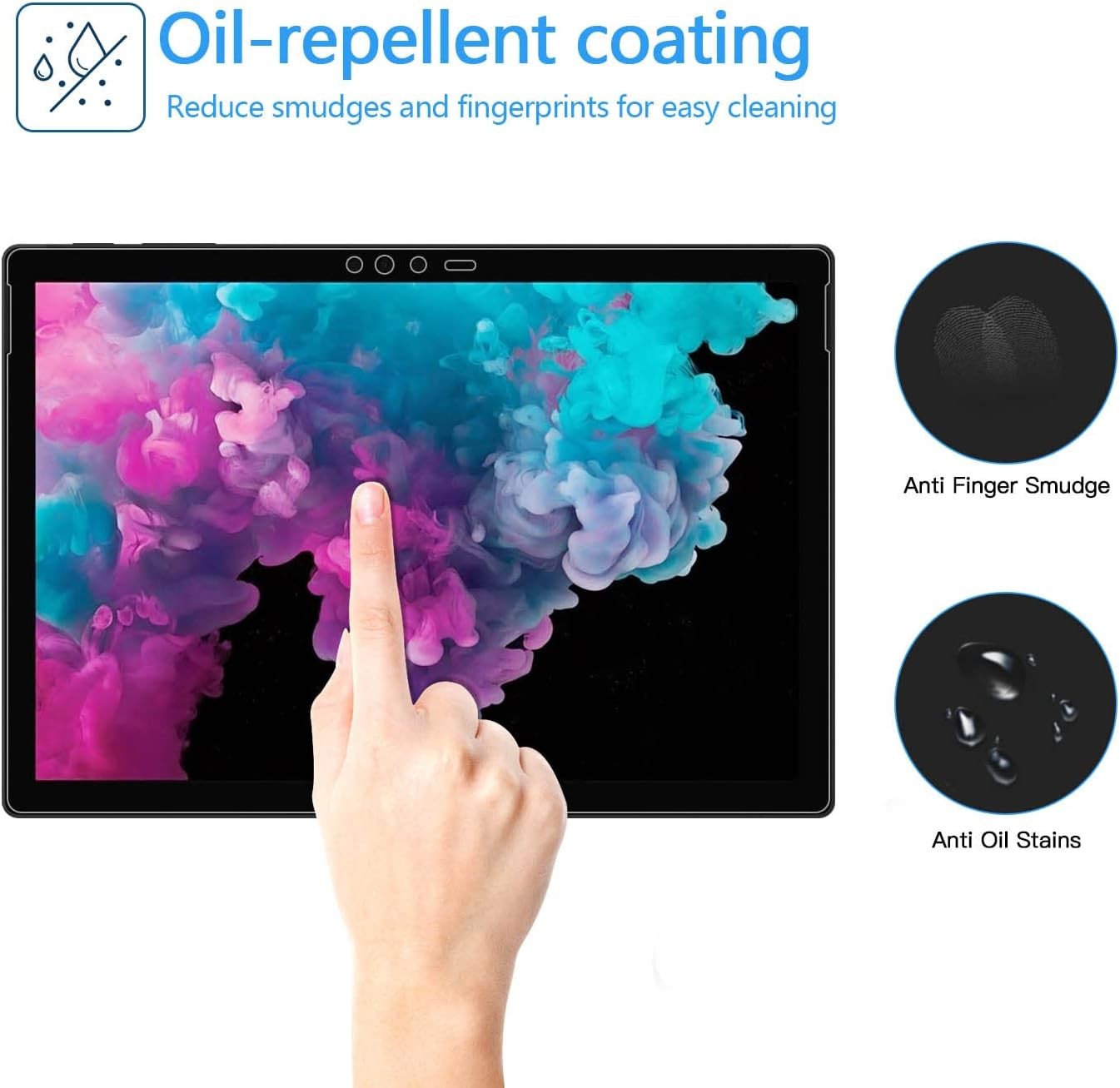Microsoft Surface Pro 6 Screen Protector, Tempered Glass, Bubble Free, Ultra Sen