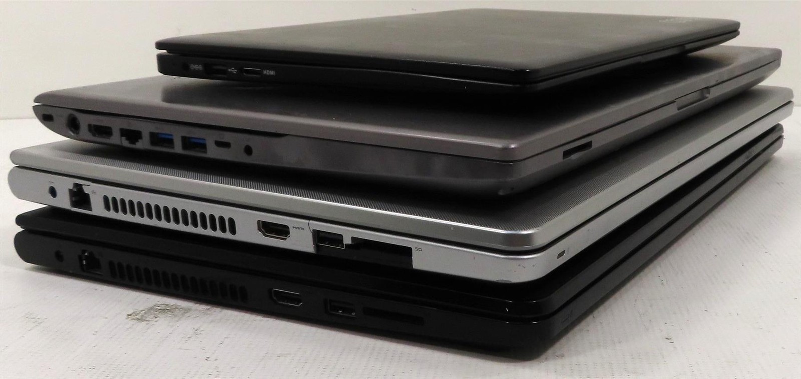 Lot of 4 Mix EVOO, DELL & SAMSUNG No HD & RAM Laptops