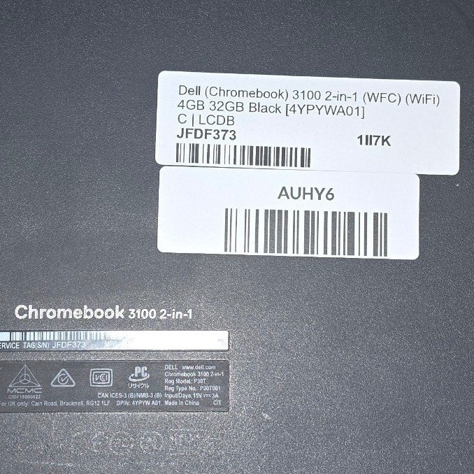Dell Chromebook 3100 2-in-1 Laptop 11.6″ Touch 4GB RAM 32GB Black 2020 P30T