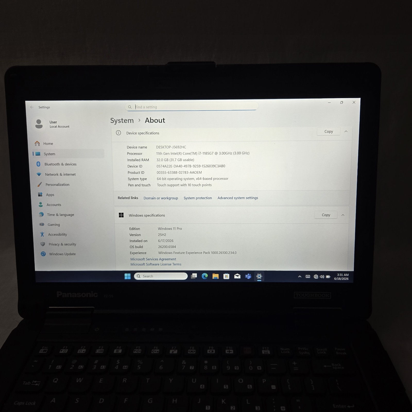 Panasonic Toughbook FZ-55 MK2 i7-1185G7 512GB SSD 32GB Ram – GPS – 4G – Grade B