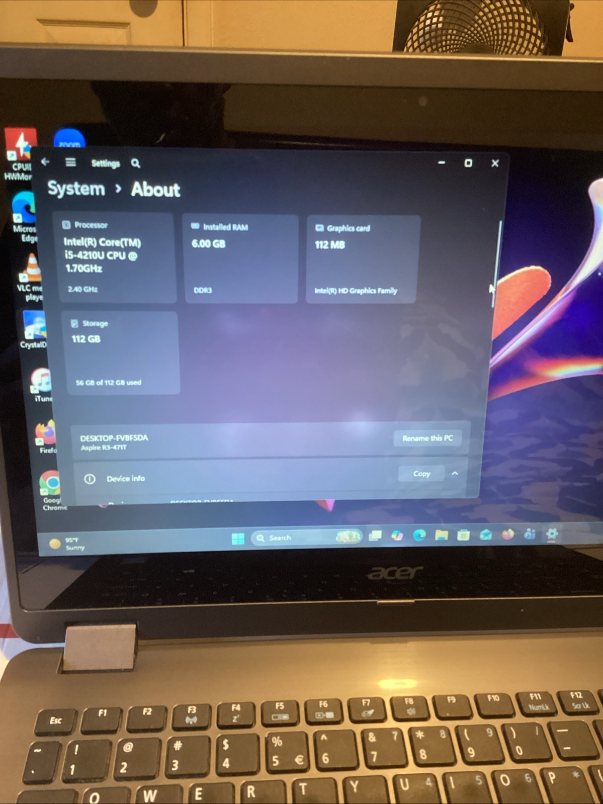 Acer Aspire R3-471T-5039 14″ Touch Laptop Intel Core i5-4210u 6gb Ram 120gb SSD