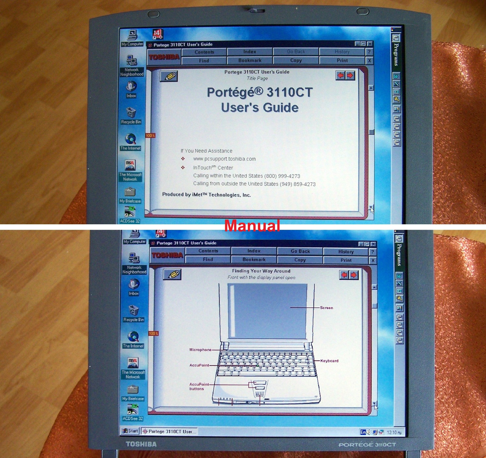 Win95 Toshiba Portege 3110CT Pentium 2, 300MHz 64MB 4GB Floppy Dos-ΝΟ armada cds
