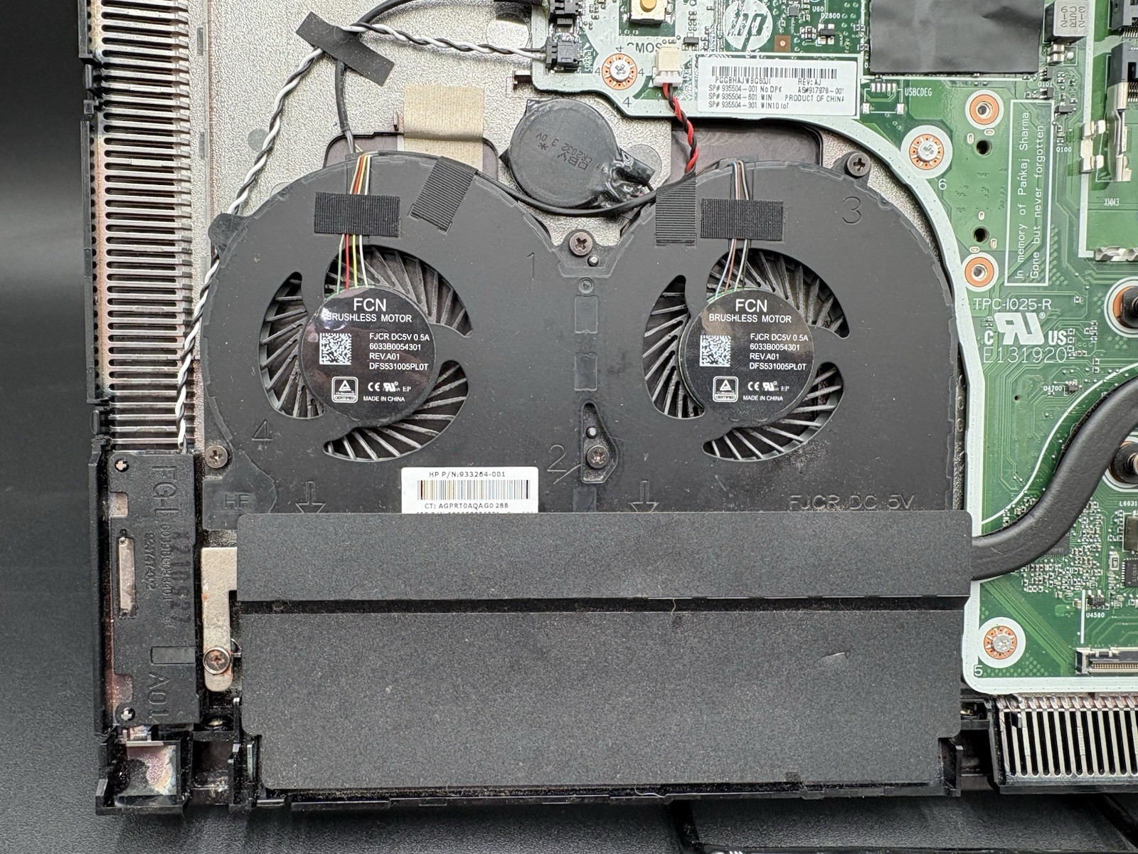 HP Laptop Motherboard Dual FCN Fans Samsung Branded Storage Module Parts Only