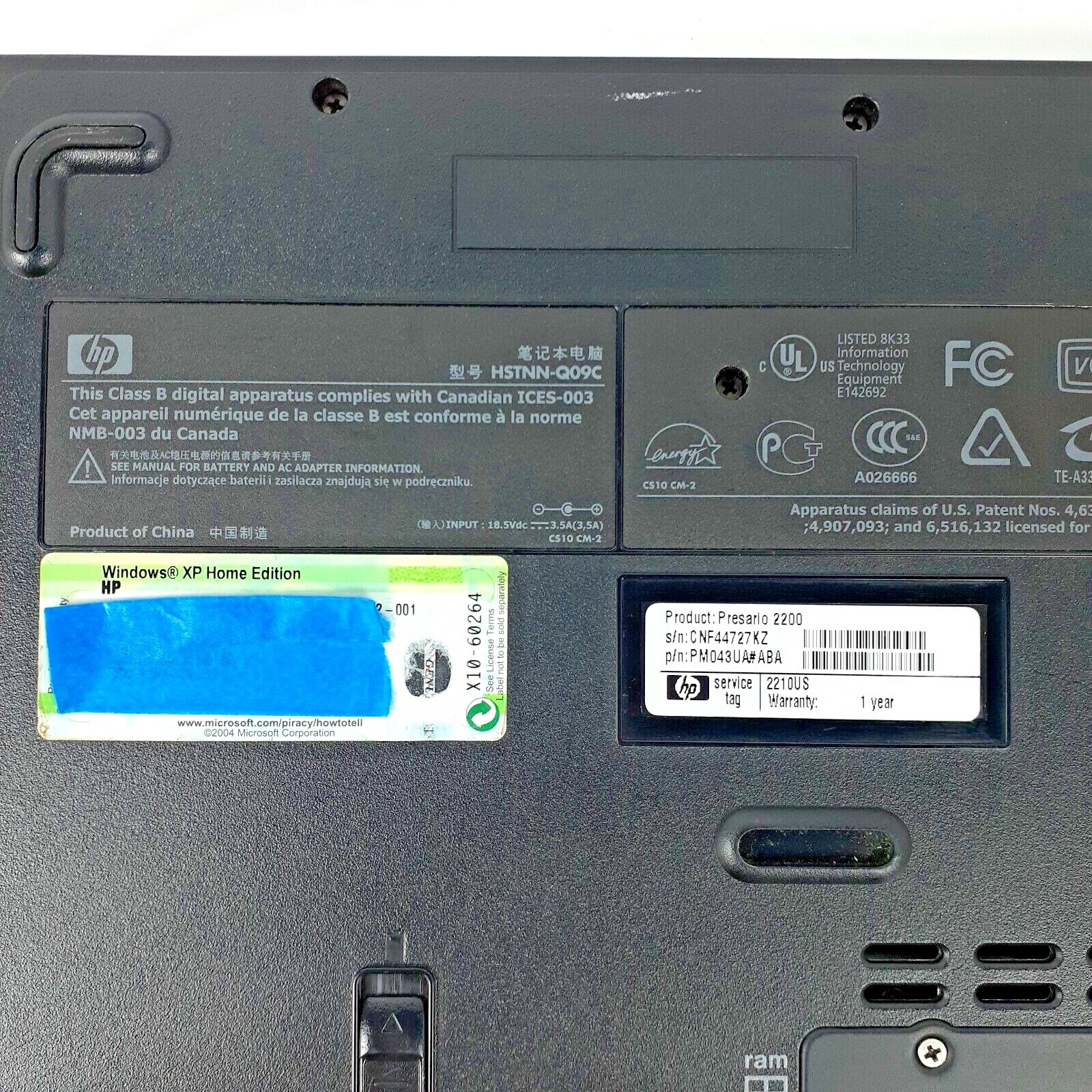 Compaq Presario 2200 256 MB RAM No HDD No Keyboard For Parts Or Repair