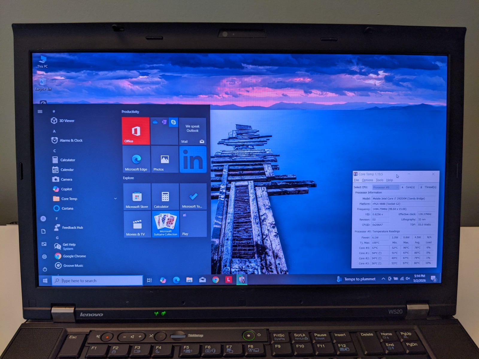 Lenovo ThinkPad W520 15.6” Laptop i7 Extreme 32GB RAM 500GB SSD Win 10 Pro
