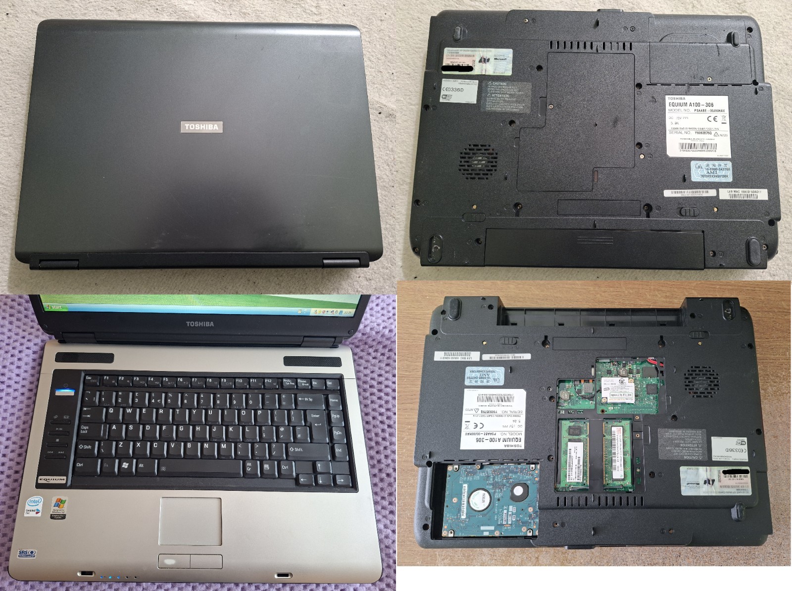 Toshiba Equium A100 Laptop Notebook 15.4″ 1GB 80GB HDD Windows XP *Two Laptops*