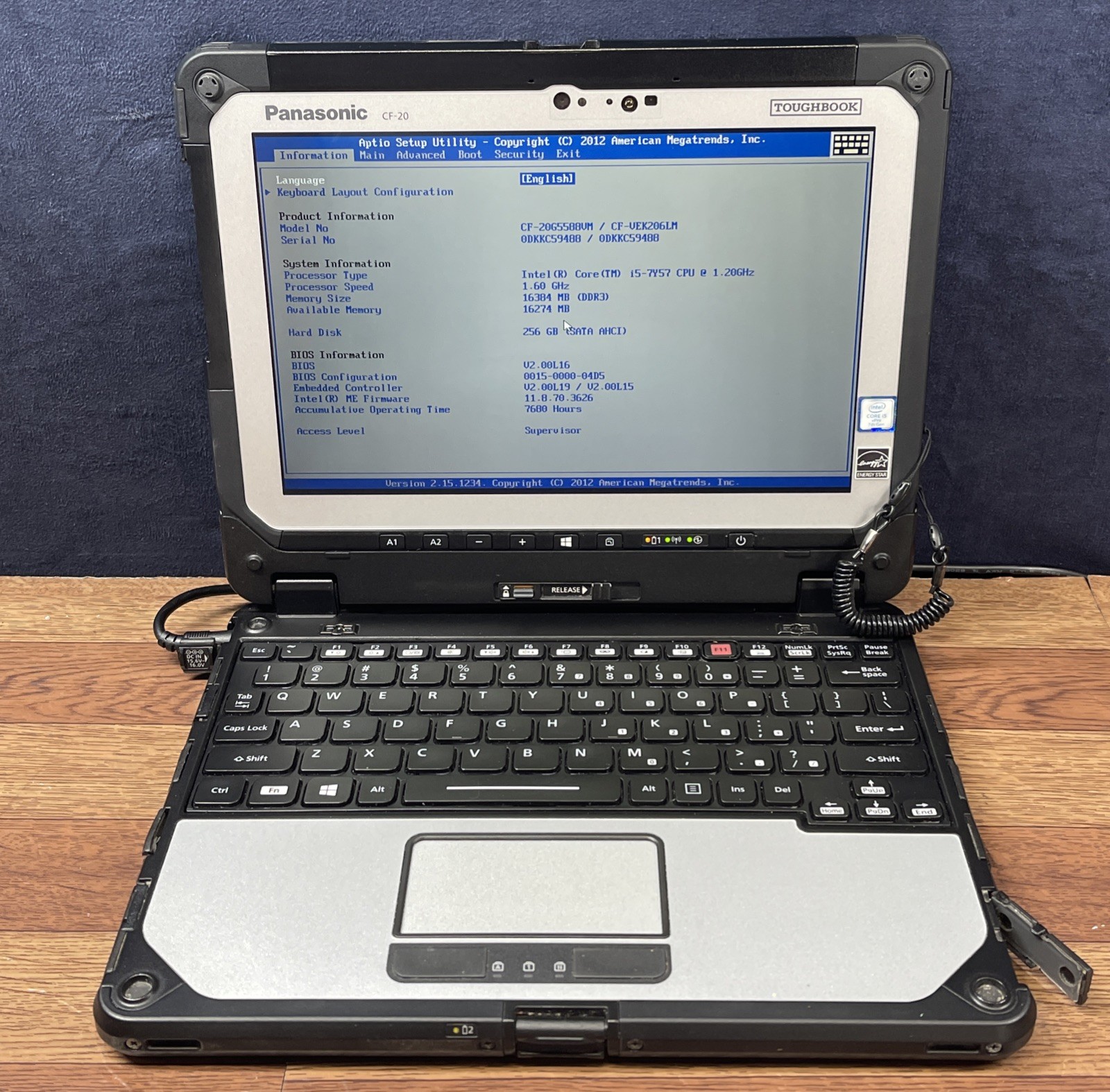 Panasonic Toughbook CF-20 Core i5-7Y57 3.30 GHz 16GB RAM 256GB SSD NO OS