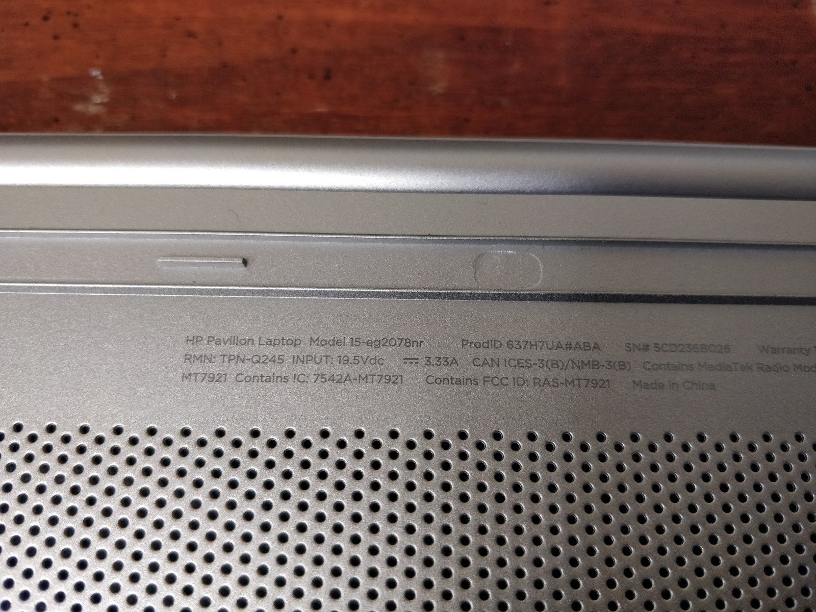 HP Pavilion 15-EG2078NR INTEL CORE I7-1260P@2.10GHz 8GB RAM NO DRIVE PARTS 9121