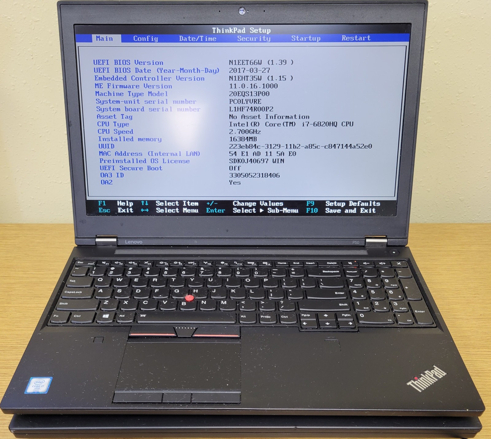 (Lot of 2) Lenovo ThinkPad P50 i7-6820HQ 2.70GHz 16GB DDR4 M1000M No OS/SSD/HDD