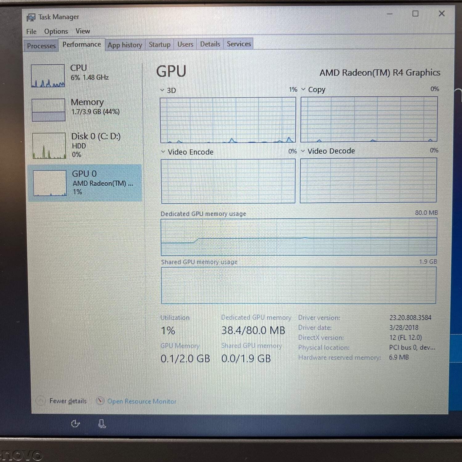 Lenovo IdeaPad 1 130-15AST 15.6″ A9 9225 2.6GHz 4GB RAM 128GB HDD