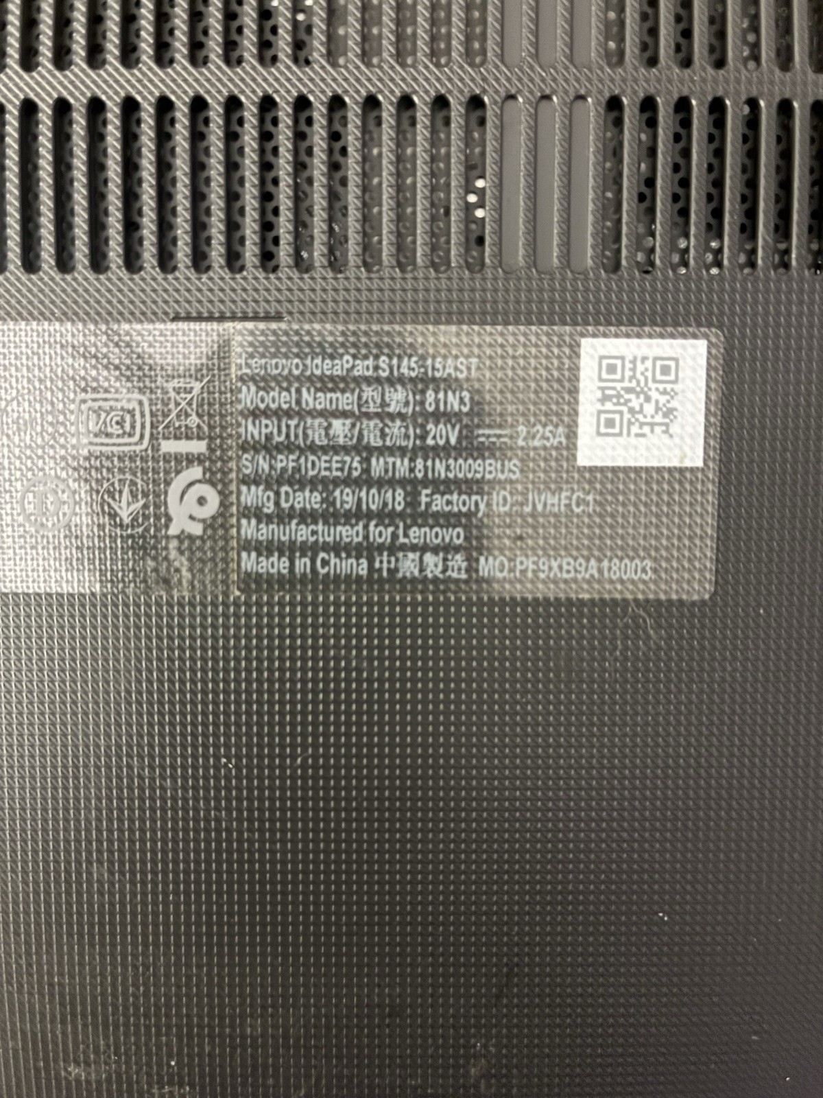 LENOVO IDEAPAD S145-15AST 15.6″ 2.6GHz AMD A6-9225 1TB HDD 4GB RAM ; 6181893