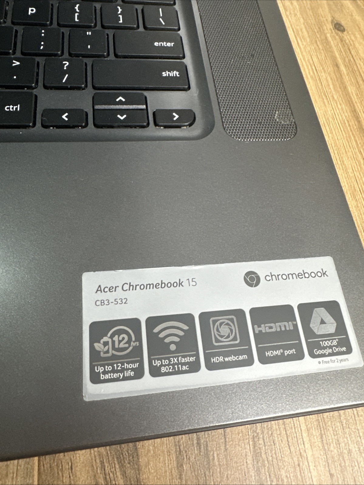 Acer Chromebook 15 CB3-532 With Charger