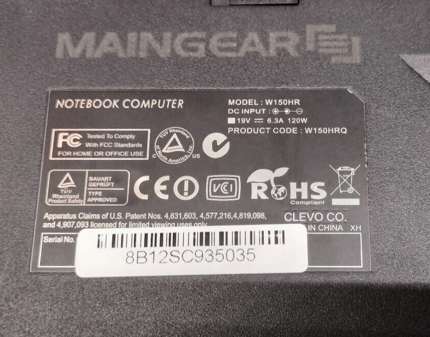 Maingear W150HRQ i5 2520M 8GB DDR3 320GB SATA Nvidia GT 555M w charger AS-IS