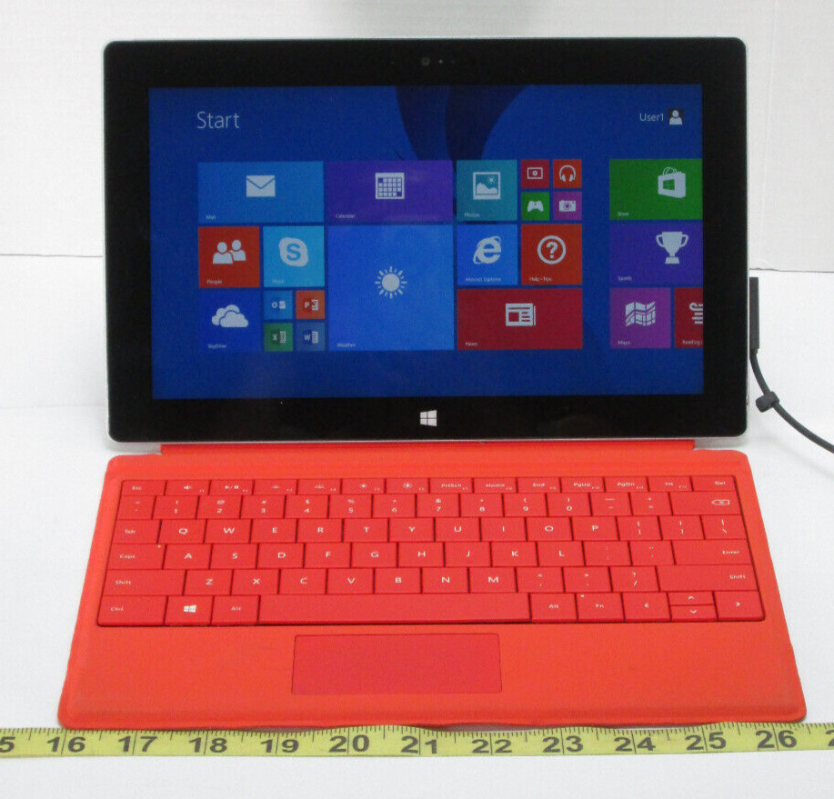 Microsoft Surface RT Tablet w Removable Red Keyboard 64GB 2 GB RAM Touchscreen C