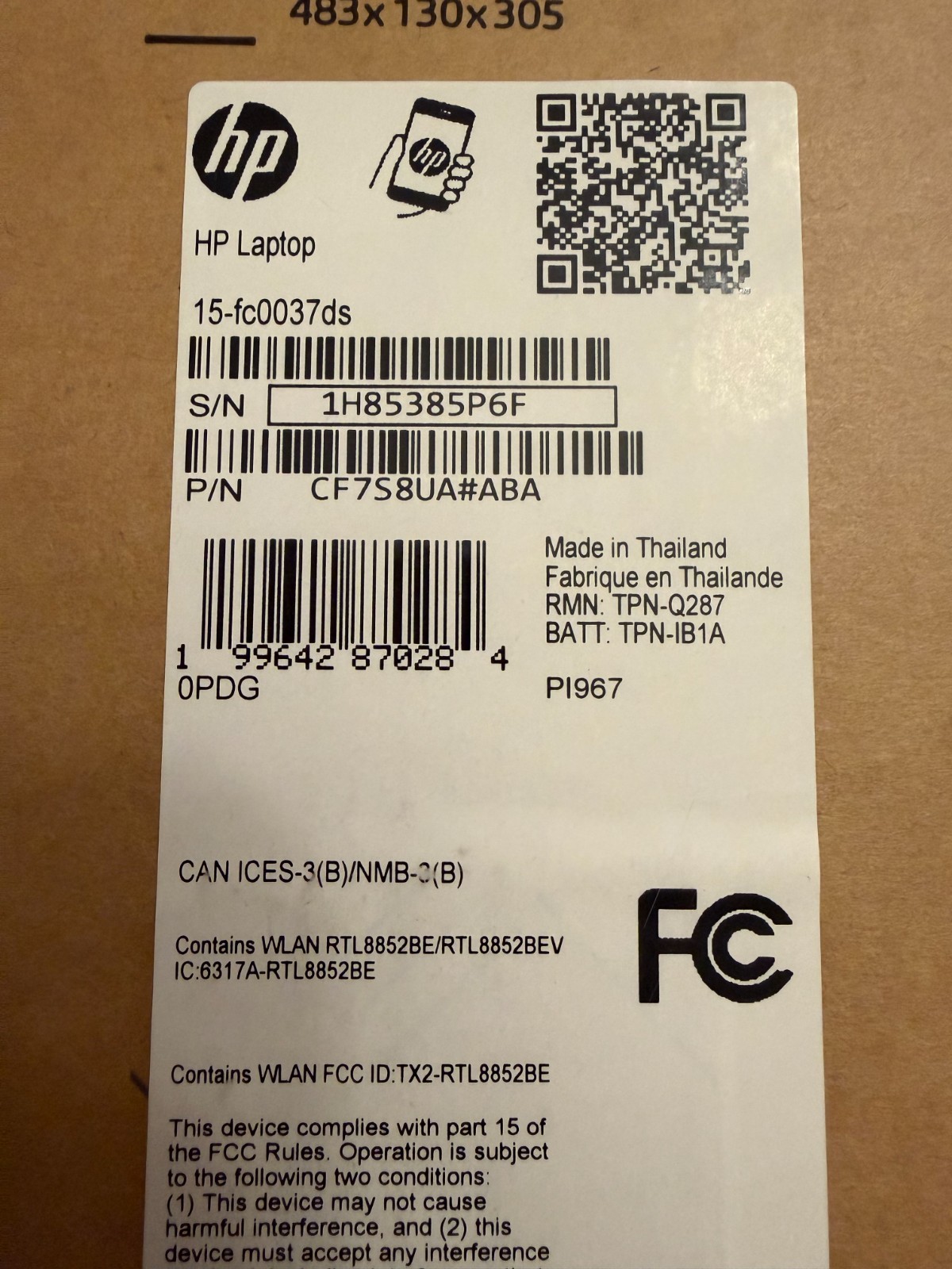 HP 15-FC0037DS 15.6″ Laptop AMD 7120U 4GB 128GB SSD Win11Home Fingerprint Reader