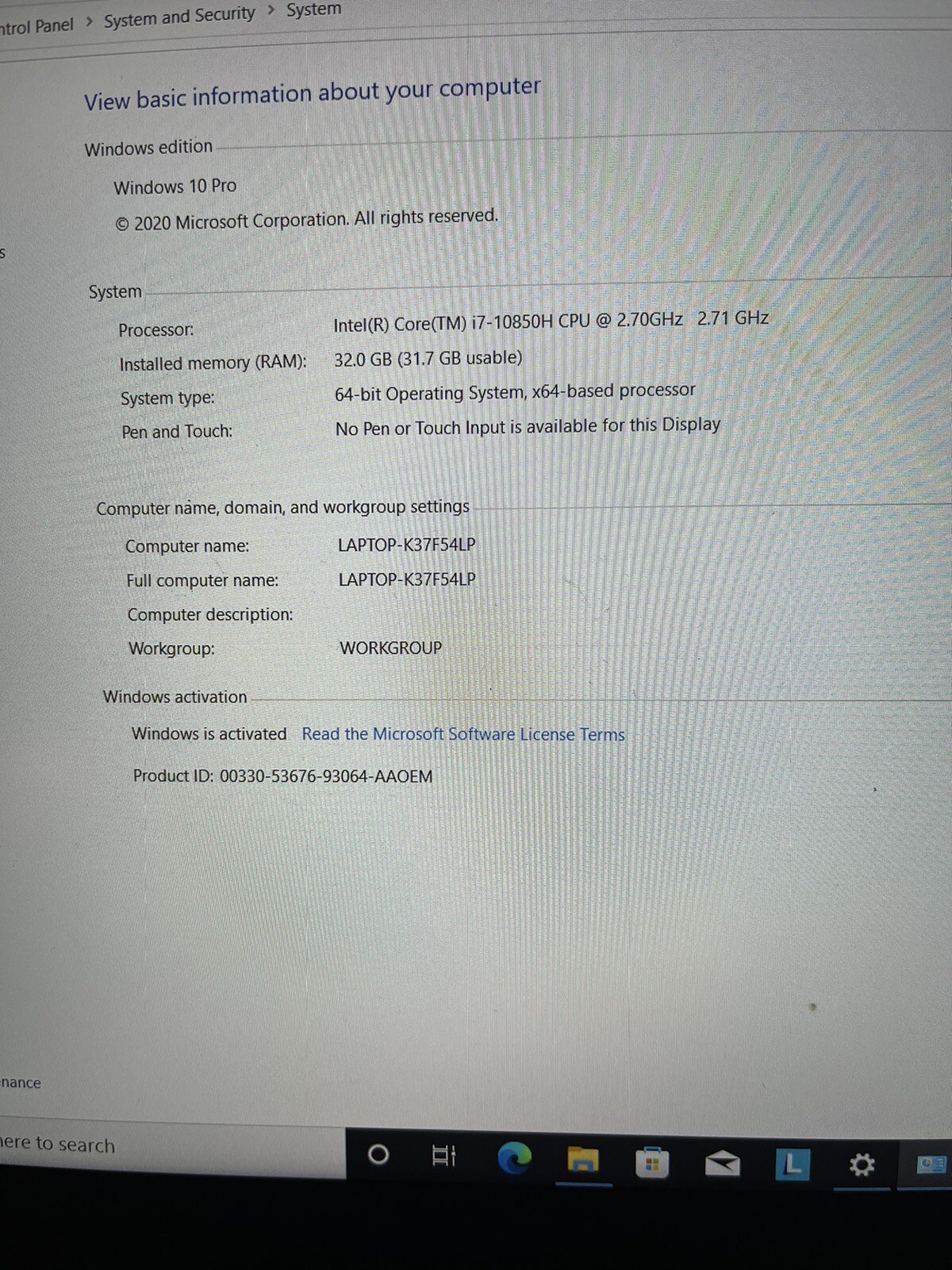 Lenovo ThinkPad P1 Gen 3 15.6″ Workstation i7-10850H 32GB 1TB SSD Quadro T1000
