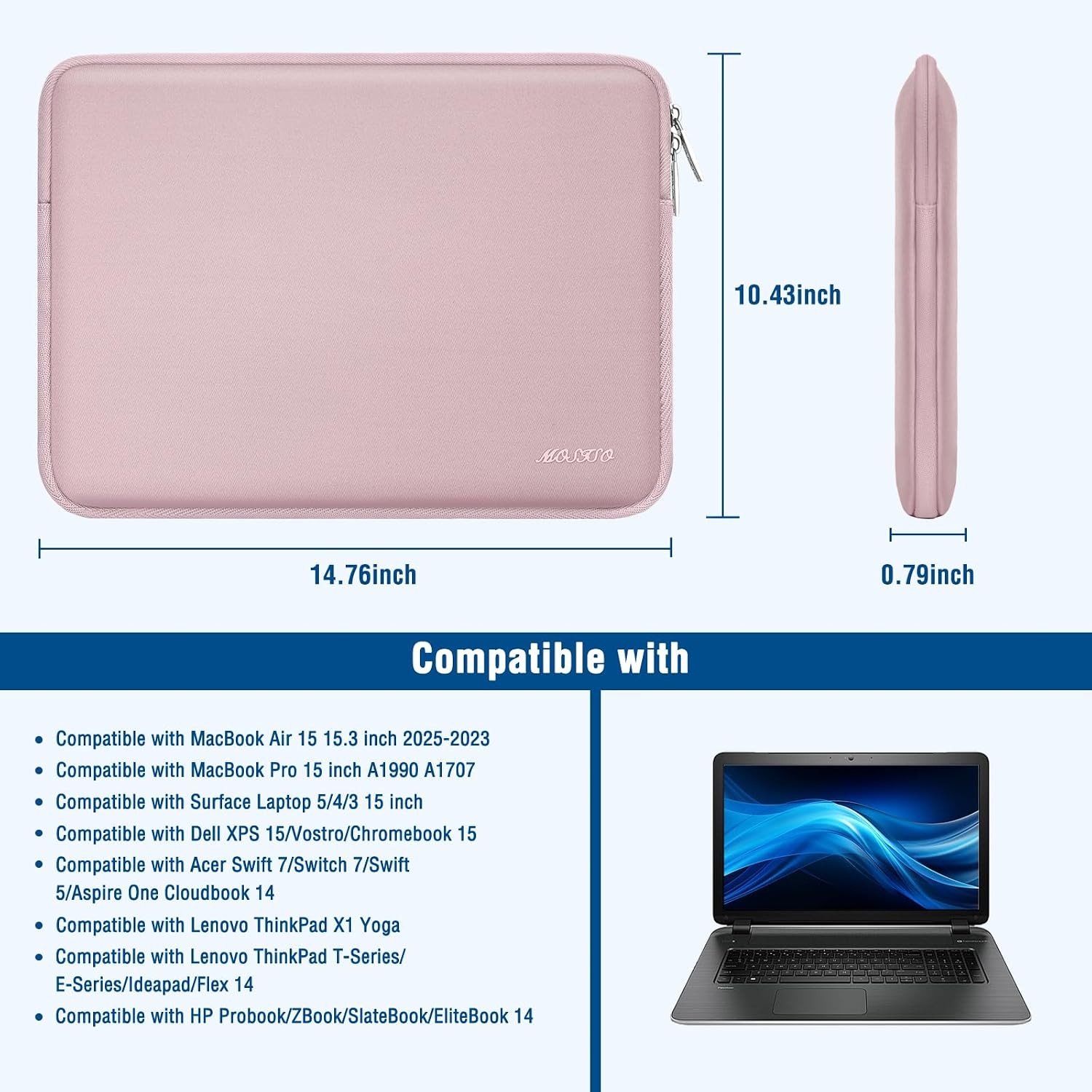 15 inch Neoprene Laptop Sleeve Bag for MacBook Air M5 A3448 M4 A3241 M3 A3114