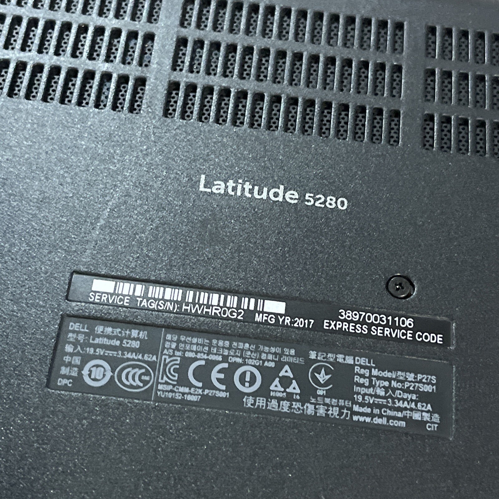 DELL LATITUDE 5280 INTEL CORE I3-7100U 2.40GHZ 8GB RAM NO HD 2