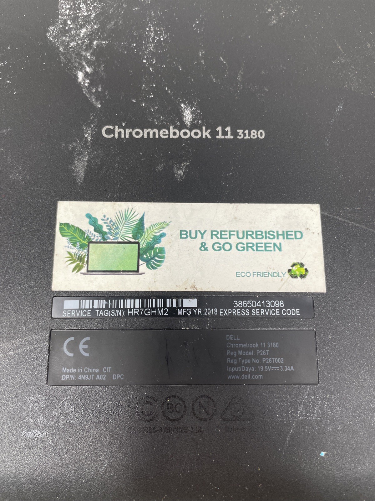 Dell Chromebook 11 3180 Laptop No AC Adapter For Parts Bought at auction no idea