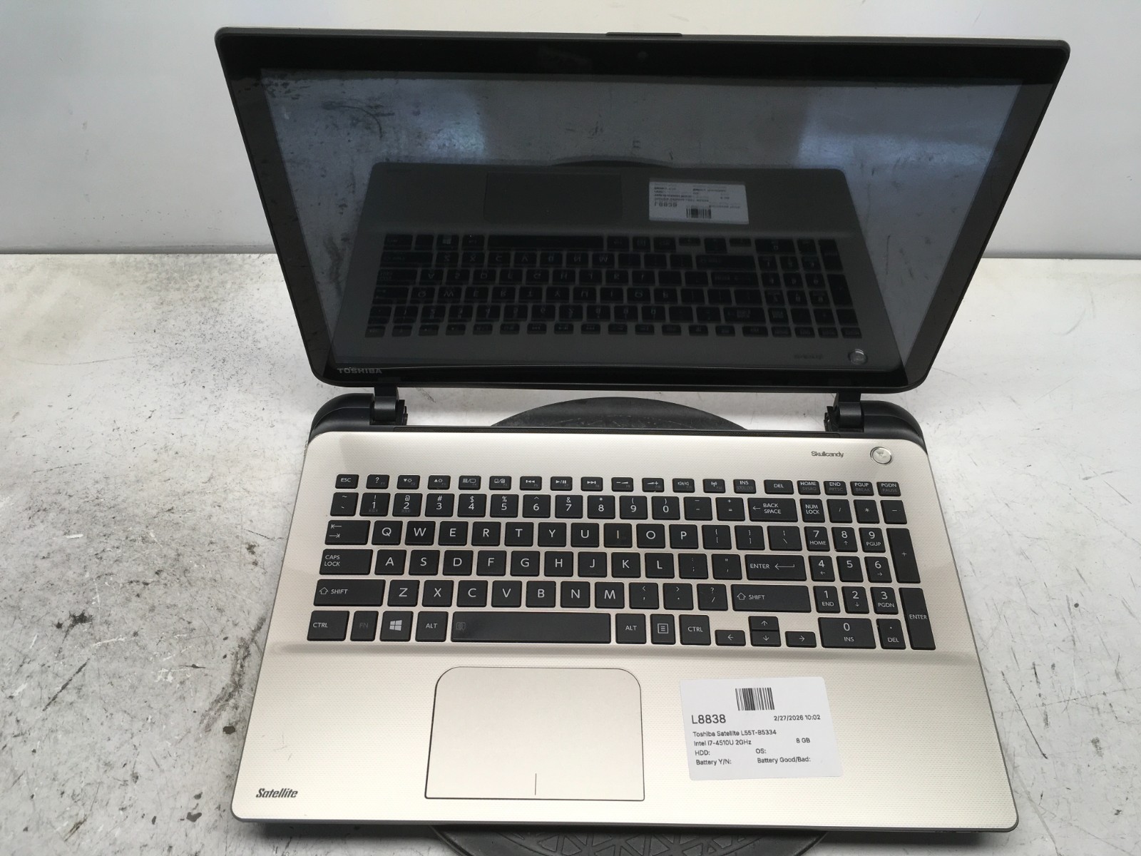 Toshiba Satellite L55T-B5334 Intel i7-4510U 2GHz 8 GB NO HDD