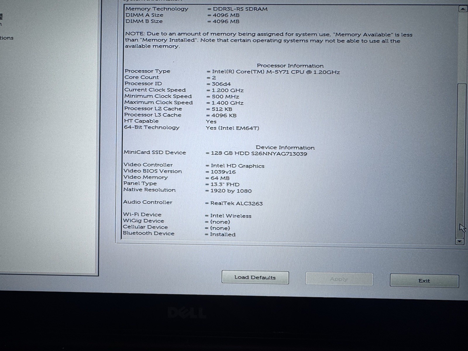 Dell Latitude 7350 TOUCH Core m-5Y71 1.20GHz 8GB RAM 128GB SSD NOOS bad battery
